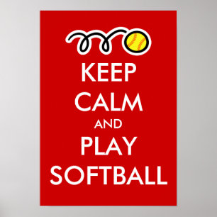 Houd kalm en speel softball poster
