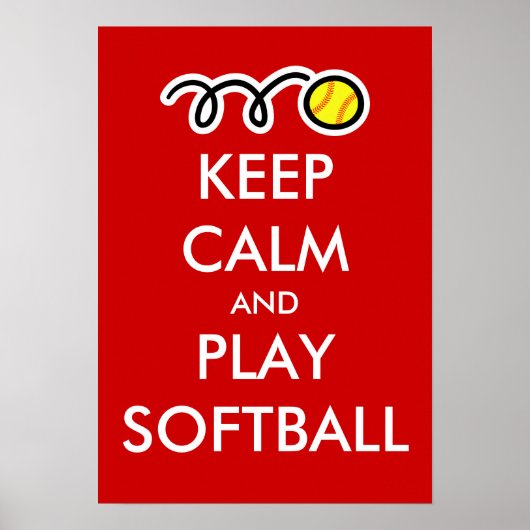 Houd kalm en speel softball poster (Voorkant)