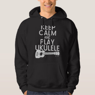 Houd kalm en speel Ukulele Music Pun Hoodie