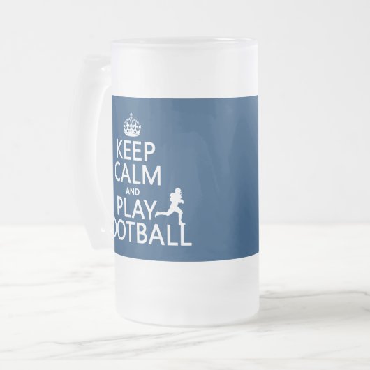 Houd kalm en Spel Football (Amerikaans Football) Matglas Bierpul (Voorkant links)
