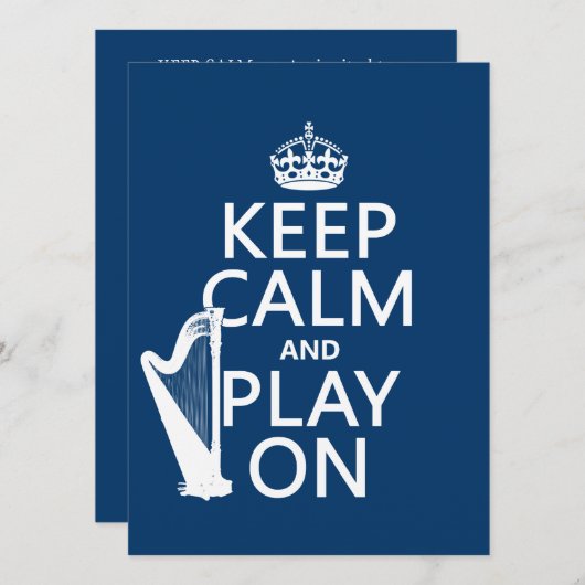 Houd kalm en Spel op (harp) (om het even welke kle Kaart (Voorkant / Achterkant)