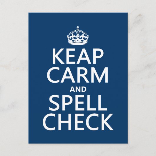 Houd kalm en Spellingcontrole (met fouten) (om het Briefkaart (Voorkant)
