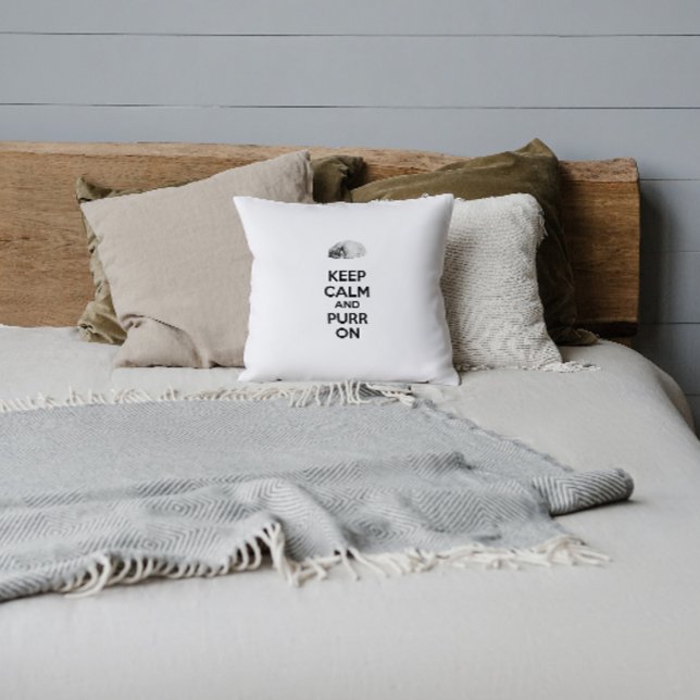 Houd kalm en Spint op de slaapkast van de ketch Kussen (Creator heeft geüpload)