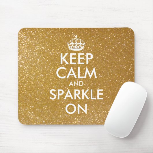 Houd kalm en spleet op gouden glitter-muismatje muismat (Met muis)