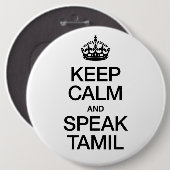 Houd kalm en spreek Tamil Ronde Button 6,0 Cm (Voorkant /achterkant)