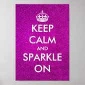 Houd kalm en spuit op roze glitter posters (Voorkant)