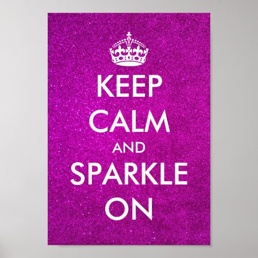 Houd kalm en spuit op roze glitter posters (Voorkant)