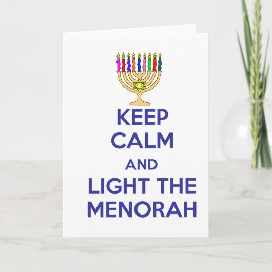 Houd Kalm en steek Menorah aan Feestdagen Kaart (Voorkant)