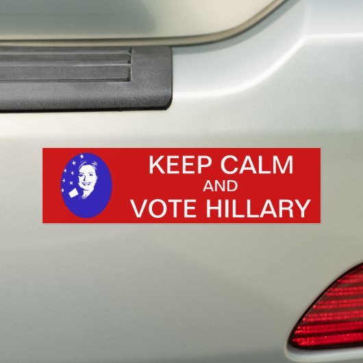 Houd kalm en Stem Hillary Bumpersticker (Op auto)