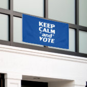 Houd kalm en stem moderne typografie wit blauw spandoek (Buitenkant Gebouw)