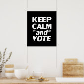 "Houd kalm en stem" wit, zwart Poster (Keuken)