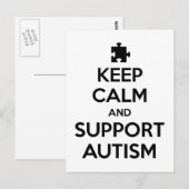 Houd kalm en steun autisme briefkaart (Voorkant / Achterkant)