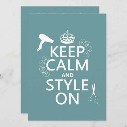 Houd kalm en Stijl aan (om het even welke achtergr Kaart (Voorkant / Achterkant)