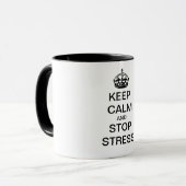 Houd kalm en STOP STRESS - gepersonaliseerde tekst Mok (Voorkant links)
