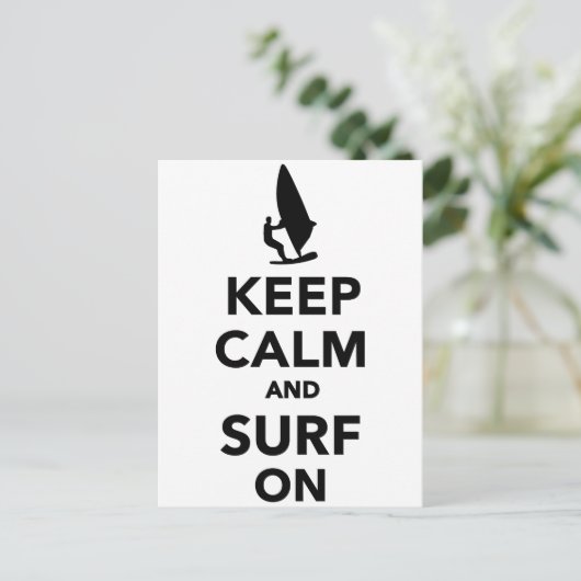 Houd kalm en surf door briefkaart (Staand voorkant)