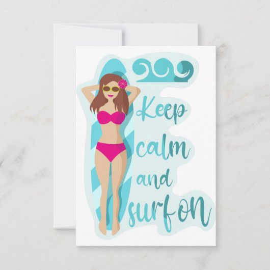 Houd kalm en surf op bruidsmeisje bedankkaart (Voorkant)
