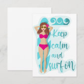 Houd kalm en surf op bruidsmeisje bedankkaart (Voorkant / Achterkant)