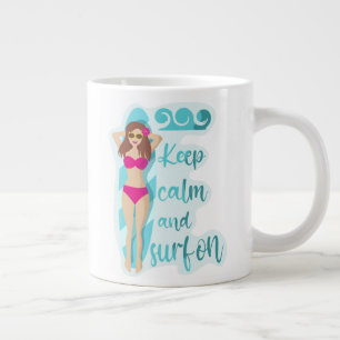 Houd kalm en surf op bruidsmeisje grote koffiekop