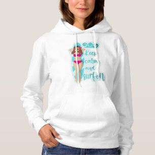Houd kalm en surf op bruidsmeisje hoodie