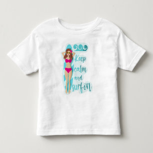 Houd kalm en surf op bruidsmeisje kinder shirts