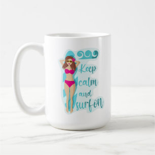 Houd kalm en surf op bruidsmeisje koffiemok