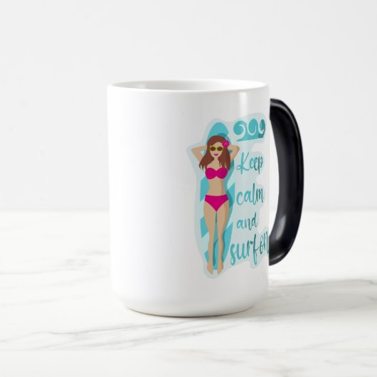 Houd kalm en surf op bruidsmeisje magische mok (Voorkant rechts)