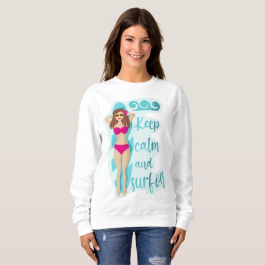 Houd kalm en surf op bruidsmeisje trui (Voorkant volledig)