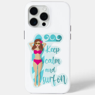 Houd kalm en surf op de Kaart van een bruidsmeisje iPhone 15 Pro Max Hoesje