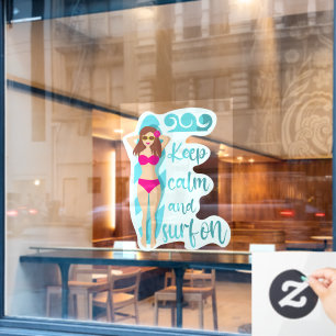 Houd kalm en surf op de Kaart van een bruidsmeisje Raamsticker
