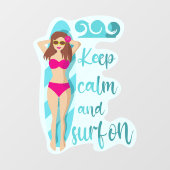 Houd kalm en surf op de Kaart van een bruidsmeisje Raamsticker (Vel)