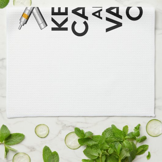 Houd kalm en tape aan theedoek (Gevouwen)