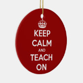 Houd kalm en toon op rood keramisch ornament (Rechts)