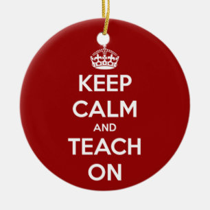 Houd kalm en toon op rood keramisch ornament