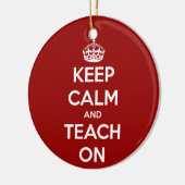 Houd kalm en toon op rood keramisch ornament (Links)