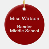 Houd kalm en toon op rood keramisch ornament (Achterkant)