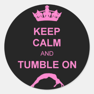 Houd kalm en troebel gymnast ronde sticker