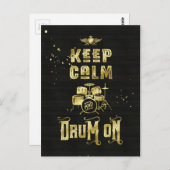 Houd kalm en trommel op goudgrunge Typografie Briefkaart (Voorkant / Achterkant)
