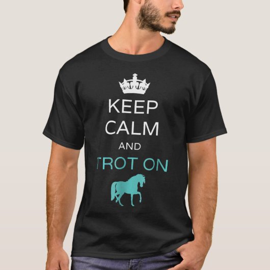 Houd kalm en trot op paardenrennen t-shirt (Voorkant)