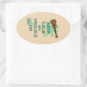Houd kalm en ukelele op unieke leuke print ovale sticker (Tas)