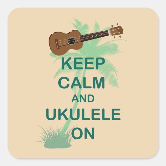Houd kalm en ukelele op unieke leuke print vierkante sticker (Voorkant)