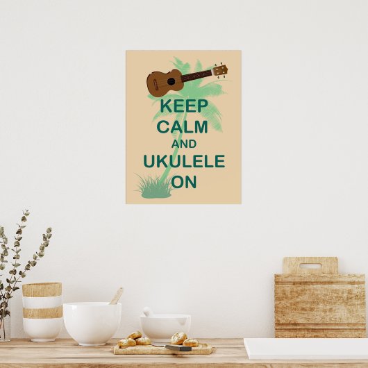 Houd kalm en ukulele op uniek vun Poster (Keuken)