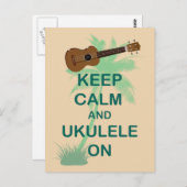 Houd kalm en ukulele op unieke un-afdrukken briefkaart (Voorkant / Achterkant)