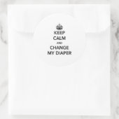 Houd kalm en verander Mijn luier Ronde Sticker (Tas)