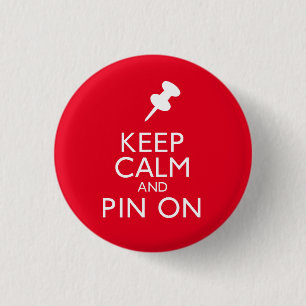 Houd kalm en verbind ronde button 3,2 cm