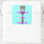 Houd kalm en verf aan vierkante sticker (Tas)