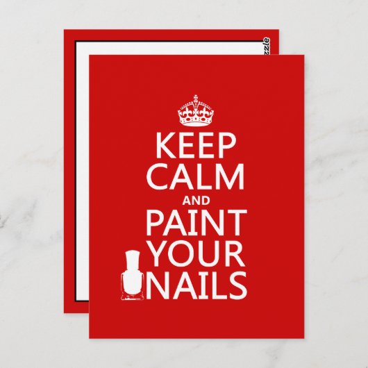 Houd kalm en verf uw nagels (alle kleuren) briefkaart (Voorkant / Achterkant)