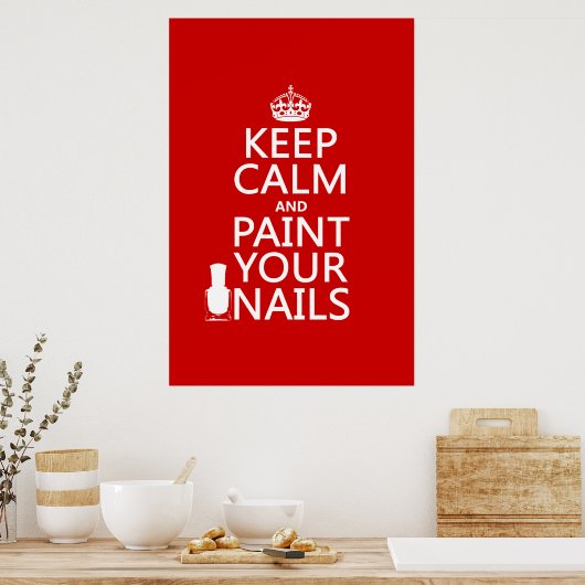 Houd kalm en verf uw nagels (alle kleuren) poster (Keuken)