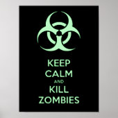 Houd kalm en vermoord zombies, biologisch gevareng poster (Voorkant)