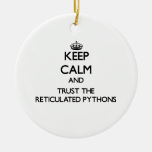 Houd kalm en vertrouw op de herhaalde Pythons Keramisch Ornament