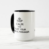 Houd kalm en vertrouw op uw algemeen manager mok (Voorkant links)